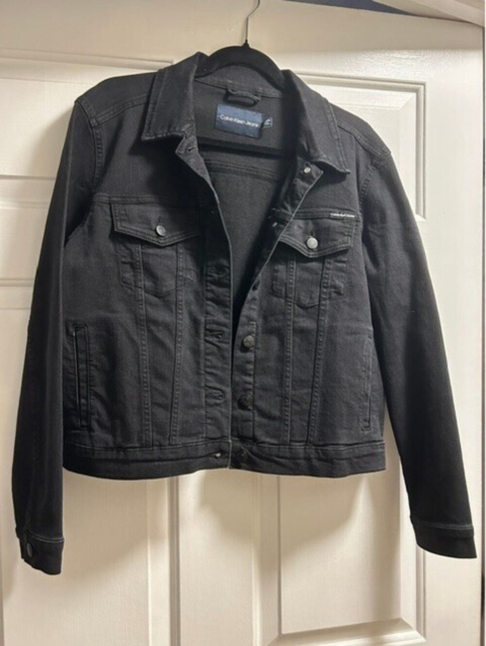 Calvin Klein Jeans Black Denim Jacket, Women's Size Petite XL